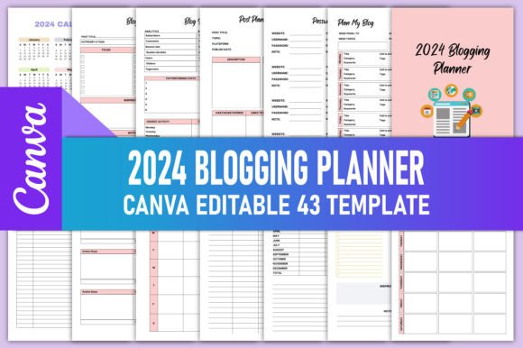Download Editable 2024 Blogging Planner Canva KDP - Log Collection