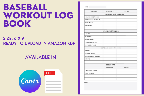 Download Baseball Workout Log Book - KDP Interior - Log Collection