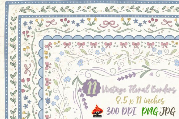 Download Vintage Floral Borders 11 PNG Bundle - Bundle Collection