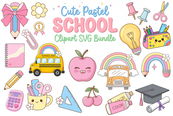 Download Cute Pastel School Clipart SVG Bundle - Bundle Collection