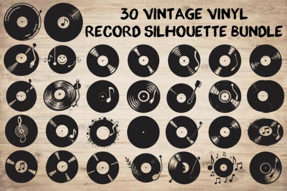 Download Vintage Vinyl Record Silhouette Bundle - Bundle Collection