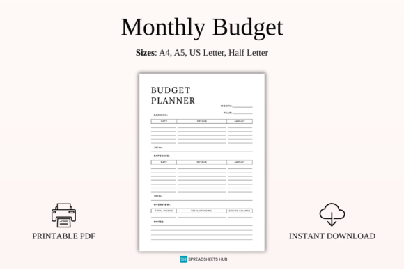 Download Monthly Finance Log &amp; Budget Planner - Log Collection