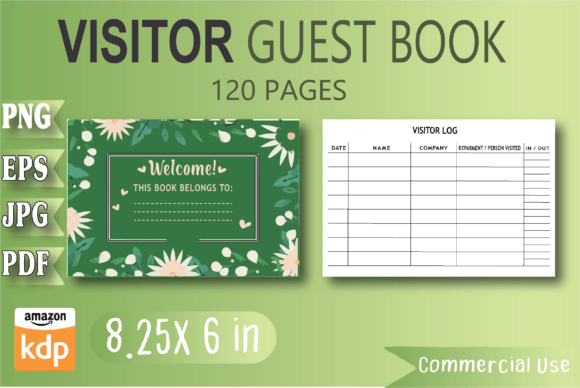 Download Visitor Log Book Editable KDP Interior - Log Collection