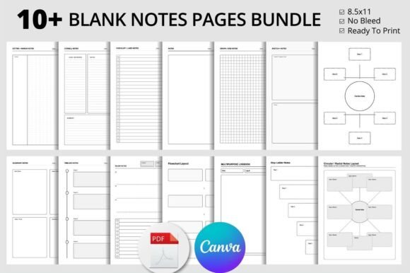 Download Printable Note Templates for KDP Bundle - Bundle Collection