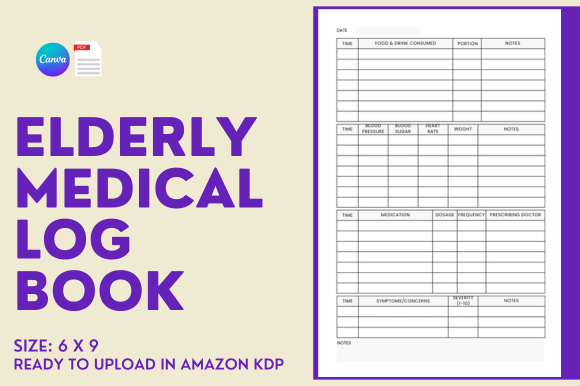 Download Elderly Medical Log Book - KDP Template - Log Collection