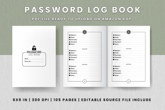 Download Password Log Book KDP Interior - Log Collection