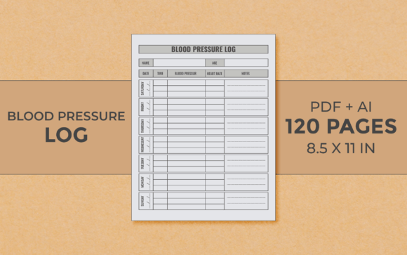 Download Blood Pressure Log Editable Kdp Interior - Log Collection
